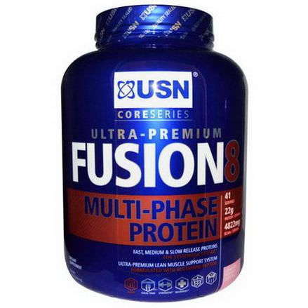 USN, Fusion 8 Multi-Phase Protein, Strawberry Milkshake 1814g
