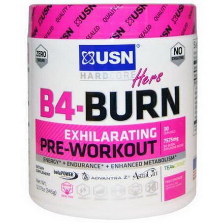 USN, Hers B4-Burn, Pre-Workout, Pink Lemonade 345g