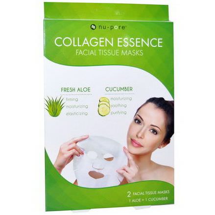 United Exchange, Collagen Essence Facial Tissue Mask, Fresh Aloe / Cucumber, 2 Masks