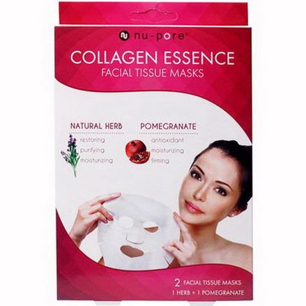 United Exchange, Collagen Essence Facial Tissue Masks, Natural Herb&Pomegranate, 2 Masks