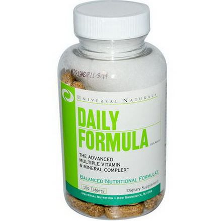 Universal Nutrition, Daily Formula, Multi Vitamin&Mineral Complex, 100 Tablets