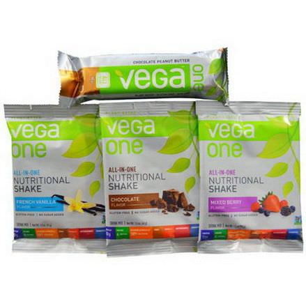 Vega, One, All-In-One, Bar&Nutritional Shake Drink Mixes, 4 Pieces