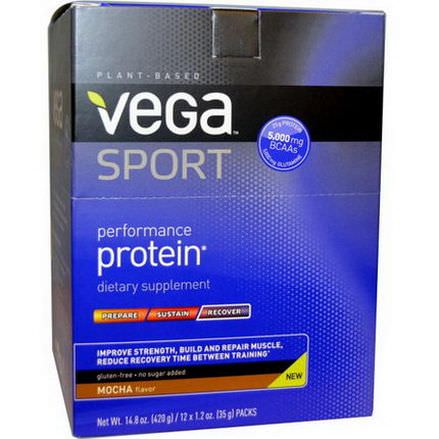 Vega, Performance Protein, Mocha Flavor, 12 Packs 35g Each