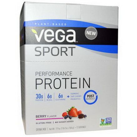 Vega, Sport Performance Protein, Berry Flavor, 12 Packets 42g Each