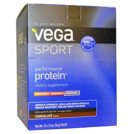 Vega, Sport, Performance Protein, Chocolate, 12 Packs 36g Each