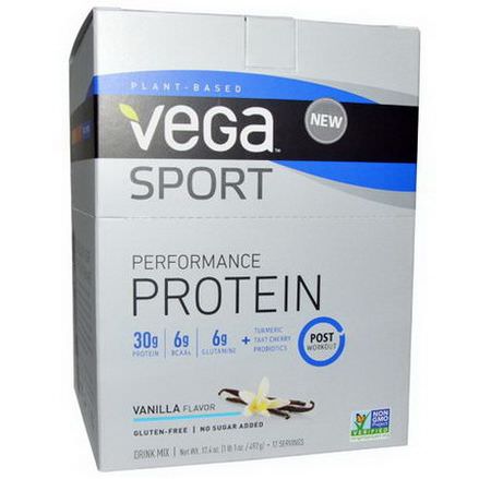 Vega, Sport Performance Protein Drink Mix, Vanilla Flavor, 12 Packets 41g Each