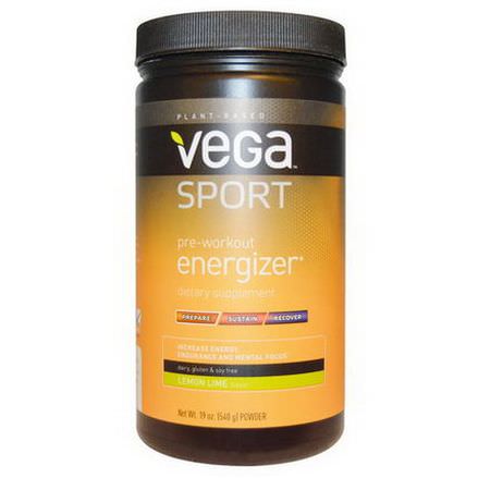 Vega, Sport, Pre-Workout Energizer, Powder, Lemon Lime Flavor 540g