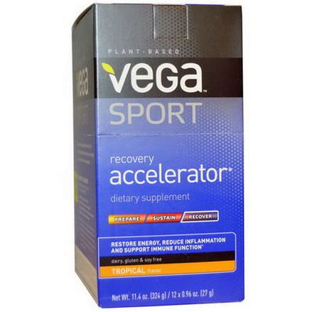 Vega, Sport, Recovery Accelerator, Tropical, 12 Packs 27g Each