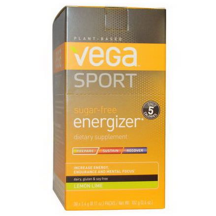 Vega, Sport, Sugar-Free Energizer, Lemon Lime, 30 Packs 3.4g Each