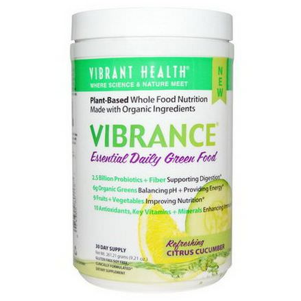 Vibrant Health, Vibrance, Essential Daily Green Food, Refreshing Citrus Cucumber 261.21g
