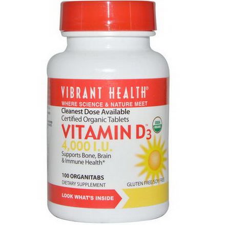 Vibrant Health, Vitamin D3, 4,000 I.U. 100 OrganiTabs