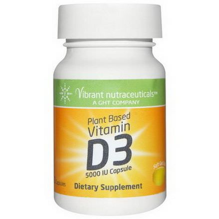 Vibrant Nutraceuticals, Vitamin D3, Plant Based, 5000 IU, 60 Capsules