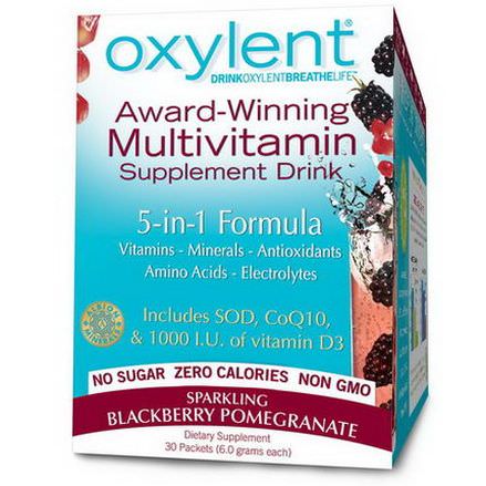 Vitalah, Oxylent, Multivitamin Supplement Drink, Sparkling Blackberry Pomegranate, 30 Packets 5.9g Each
