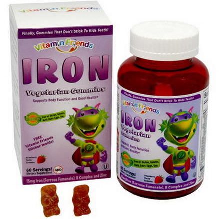 Vitamin Friends, IronBear Gummies, Strawberry, 15mg, 60 Pectin Bears