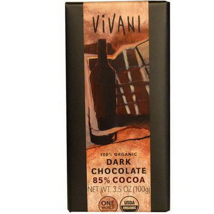 Vivani, 100% Organic Dark Chocolate, Cocoa 85% 100g