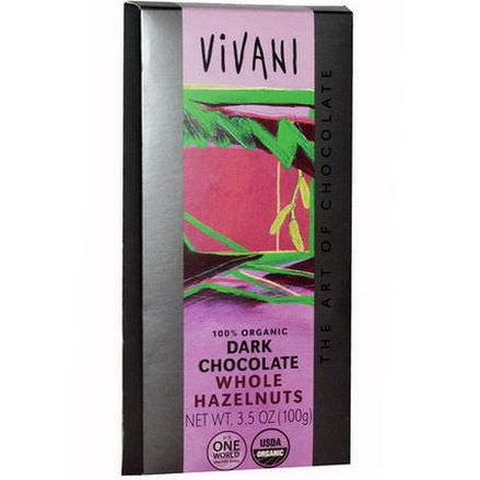 Vivani, Dark Chocolate, Whole Hazelnuts 100g