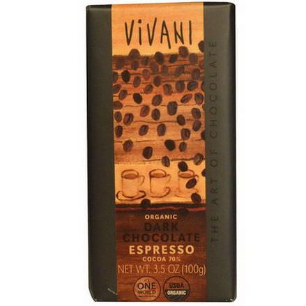 Vivani, Organic Dark Chocolate, Espresso 100g