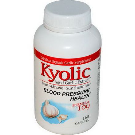 Wakunaga - Kyolic, Aged Garlic Extract, Blood Pressure Health, Formula 109, 160 Capsules