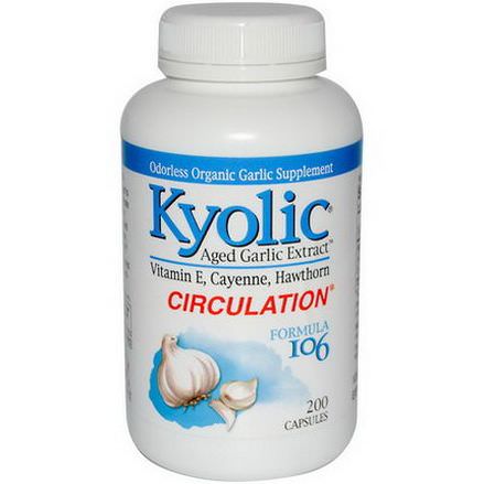 Wakunaga - Kyolic, Aged Garlic Extract, Circulation, Formula 106, 200 Capsules
