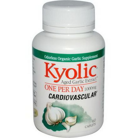 Wakunaga - Kyolic, Aged Garlic Extract, One Per Day, Cardiovascular, 1000mg, 60 Caplets