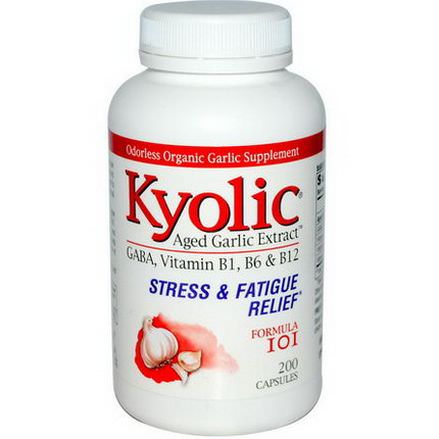 Wakunaga - Kyolic, Aged Garlic Extract, Stress&Fatigue Relief, Formula 101, 200 Capsules