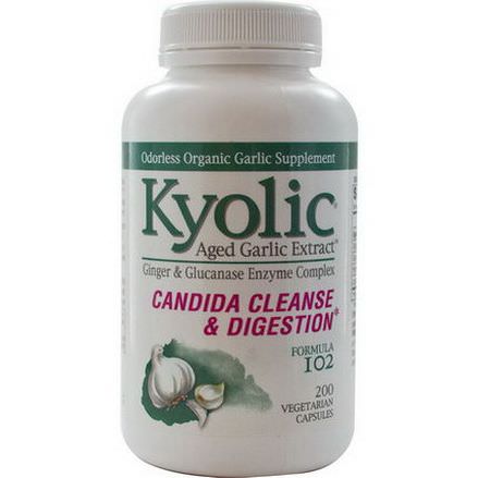 Wakunaga - Kyolic, Formula 102, Aged Garlic Extract, Candida Cleanse&Digestion, 200 Veggie Caps