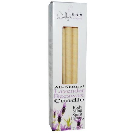 Wally's Natural Products, All-Natural Lavender Beeswax Candle, 12 Candles