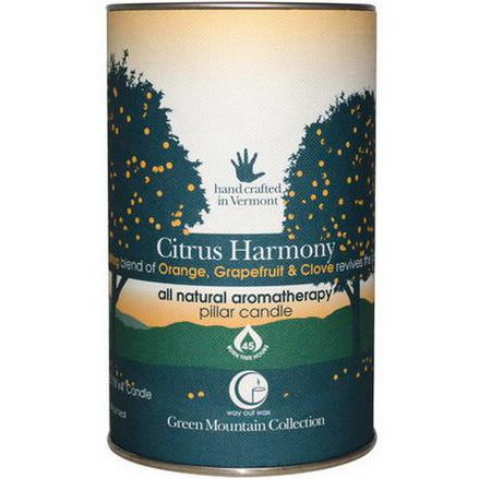Way Out Wax, Green Mountain Collection, Pillar Candle, Citrus Harmony, 2.75