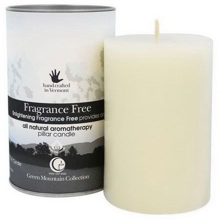 Way Out Wax, Green Mountain Collection, Pillar Candle, Fragrance Free, One 2.75