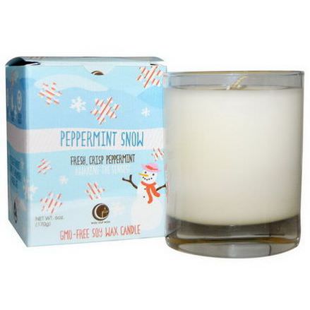 Way Out Wax, Holiday Glass Tumbler Candle, Peppermint Snow, 1 Candle 170g