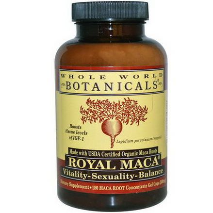 Whole World Botanicals, Royal Maca, 500mg, 180 Gel Caps