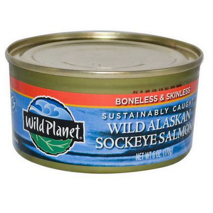Wild Planet, Wild Alaskan Sockeye Salmon, Boneless&Skinless 170g