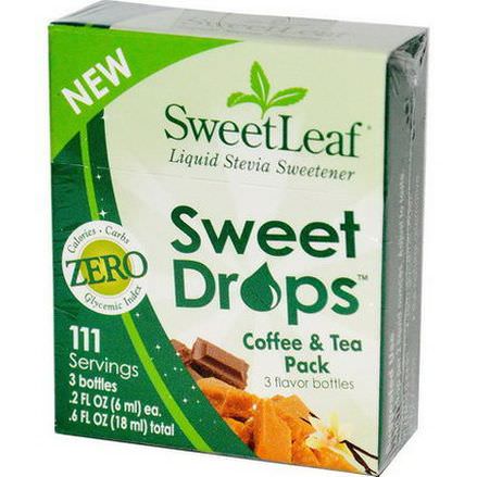 Wisdom Natural, SweetLeaf, Sweet Drops Coffee&Tea Pack, 3 Flavor Bottles 6ml Each