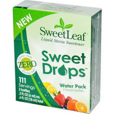 Wisdom Natural, SweetLeaf, Sweet Drops Water Pack, 3 Flavor Bottles 6ml Each