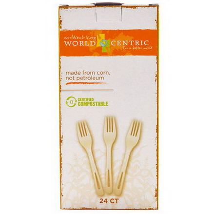 World Centric, Corn&Talc Forks, White, 24 Count