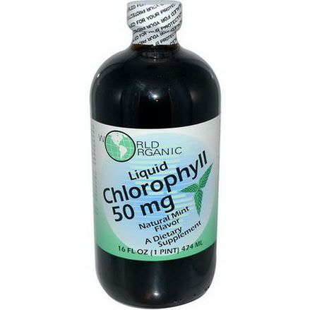 World Organic, Liquid Chlorophyll, Natural Mint Flavor, 50mg 474ml