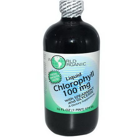 World Organic, Liquid Chlorophyll, with Spearmint and Glycerin, 100mg 474ml