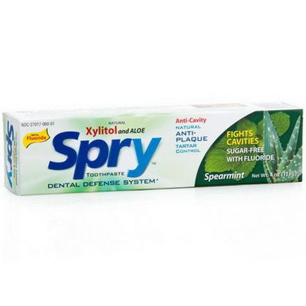 Xlear Inc Xclear, Spry Toothpaste, with Fluoride, Natural Xylitol and Aloe, Spearmint 113g