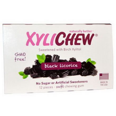 Xylichew Gum, Black Licorice Gum, Sweetened with Birch Xylitol, 12 Pieces