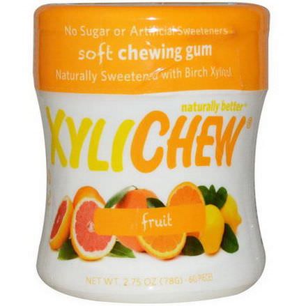 Xylichew Gum, Naturally Sweetened with Birch Xylitol, Fruit, 60 Pieces