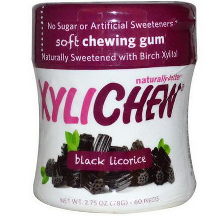 Xylichew Gum, Soft Chewing Gum, Black Licorice, 60 Pieces
