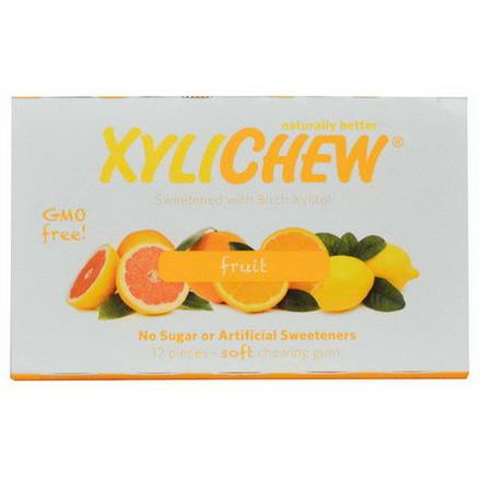 Xylichew Gum, Sweetened with Birch Xylitol, Fruit, 12 Pieces
