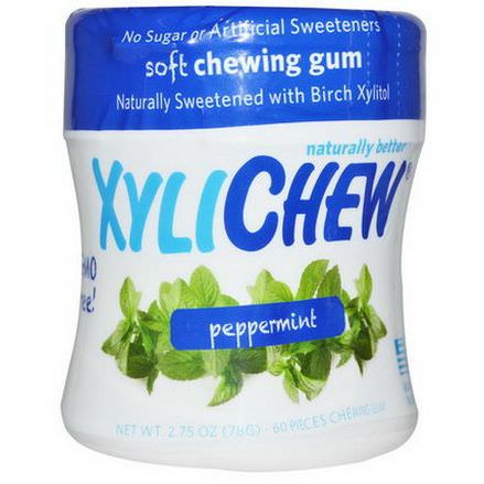 Xylichew Gum, Sweetened with Birch Xylitol, Peppermint, 60 Pieces 78g