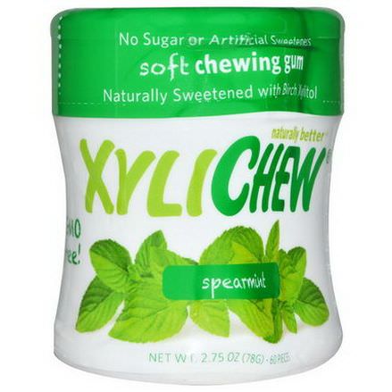 Xylichew Gum, Sweetened with Birch Xylitol, Spearmint, 60 Pieces 78g