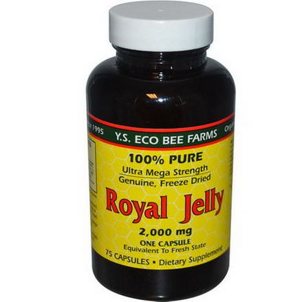 Y.S. Eco Bee Farms, Royal Jelly, 100% Pure, 2,000mg, 75 Capsules