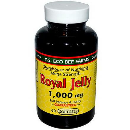 Y.S. Eco Bee Farms, Royal Jelly, Mega Strength, 1000mg, 60 Softgels