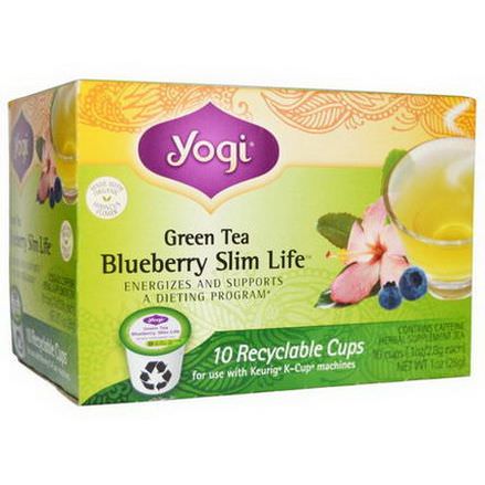Yogi Tea, Blueberry Slim Life, Green Tea, 10 Cups 2.8g Each