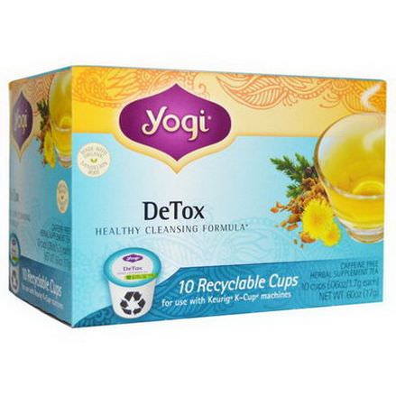 Yogi Tea, Detox, Herbal Supplement Tea, Caffeine Free, 10 Cups 1.7g Each