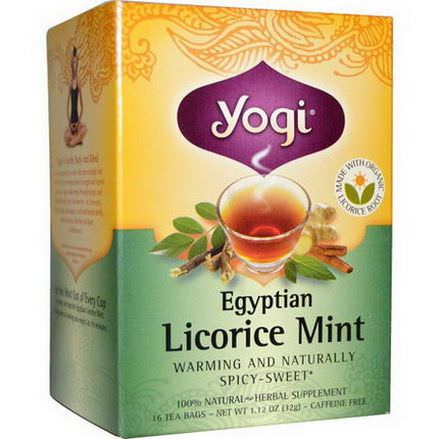 Yogi Tea, Egyptian Licorice Mint, Caffeine Free, 16 Tea Bags 32g
