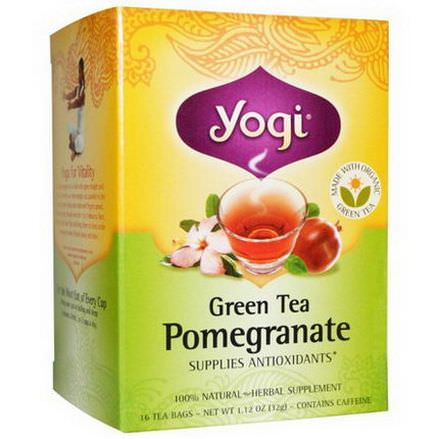 Yogi Tea, Green Tea Pomegranate, Caffeine, 16 Tea Bags 32g
